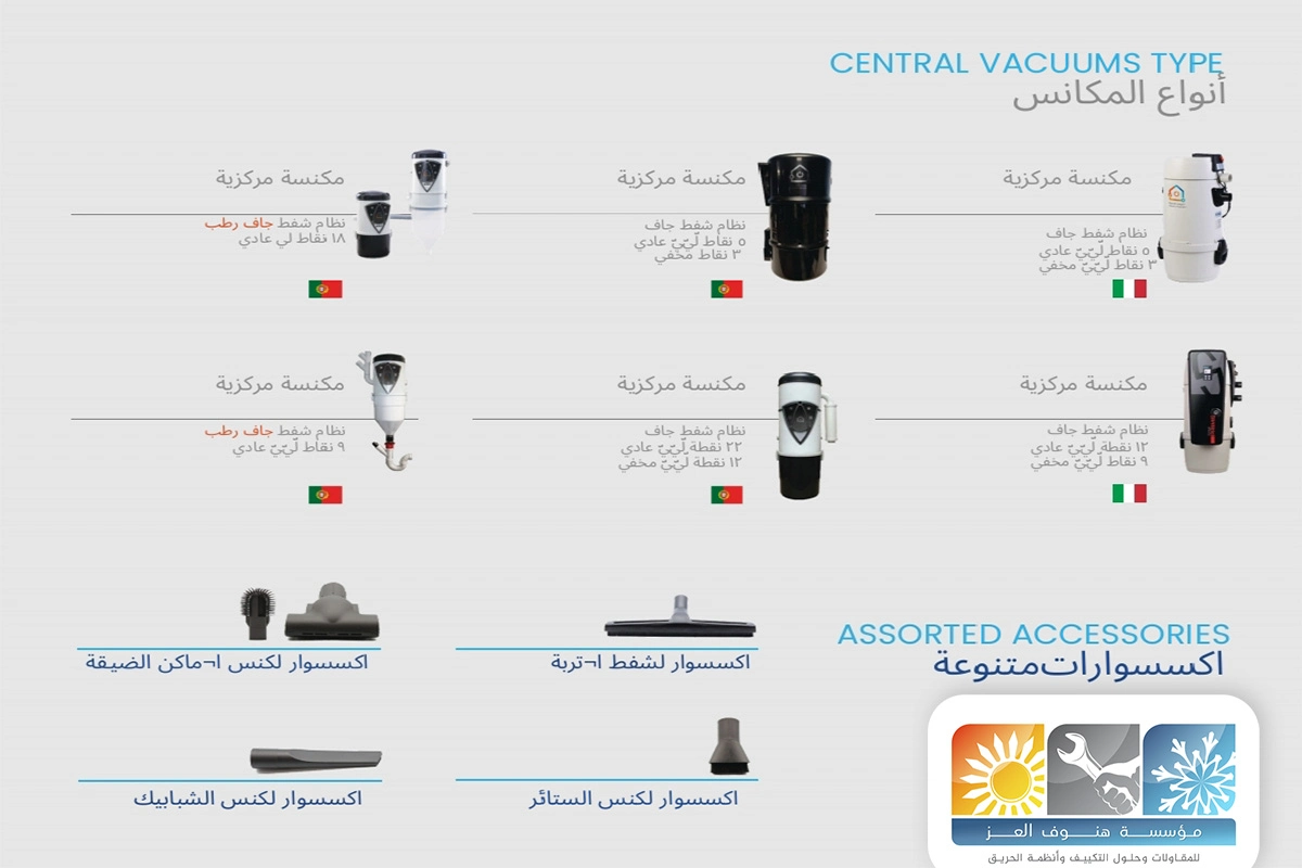 انواع المكانس المركزية بمكة